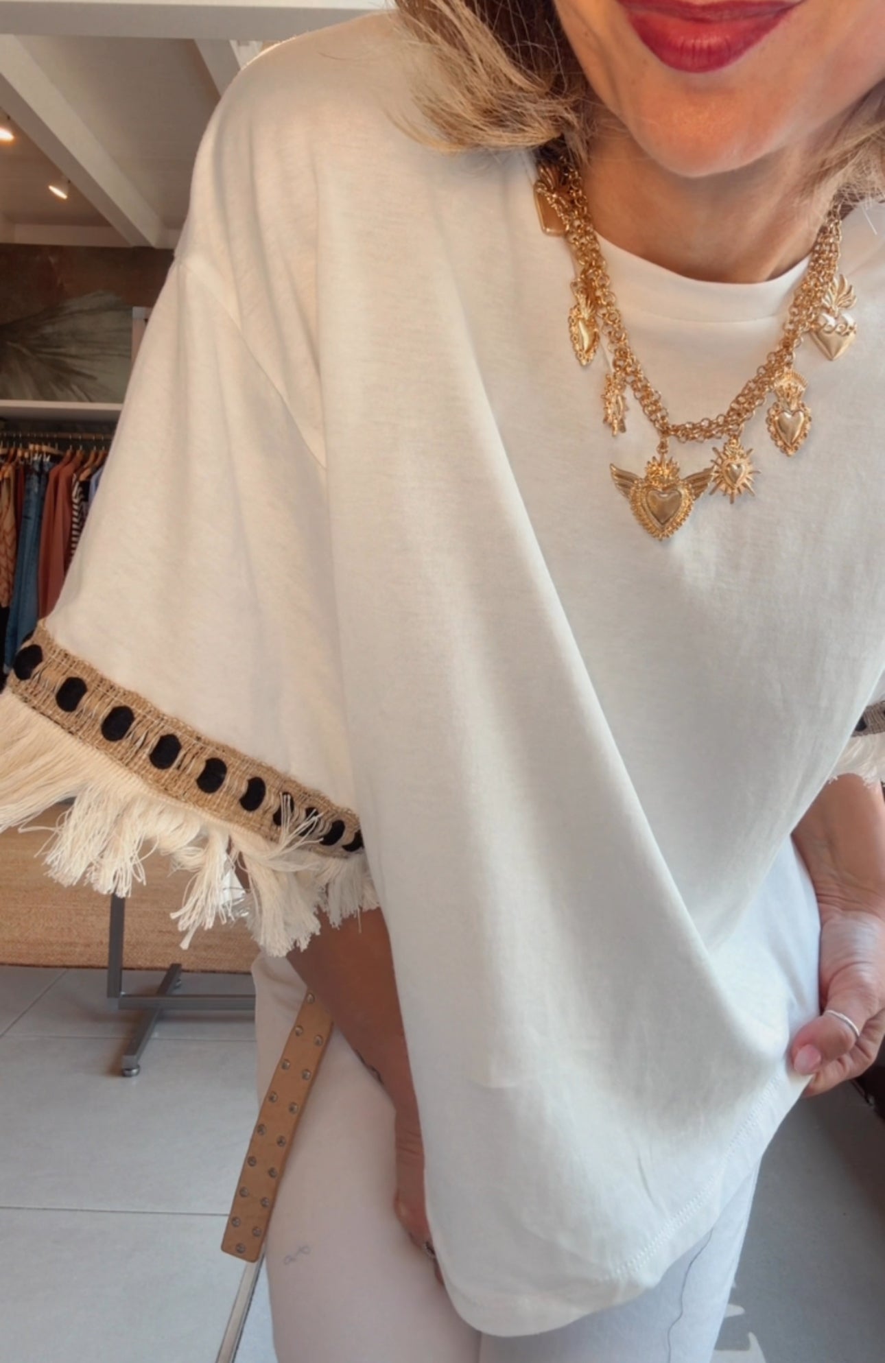 Maglia cotone con frange