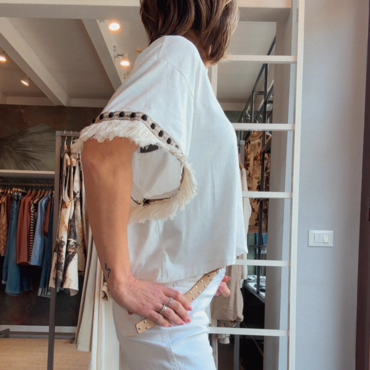 Maglia cotone con frange