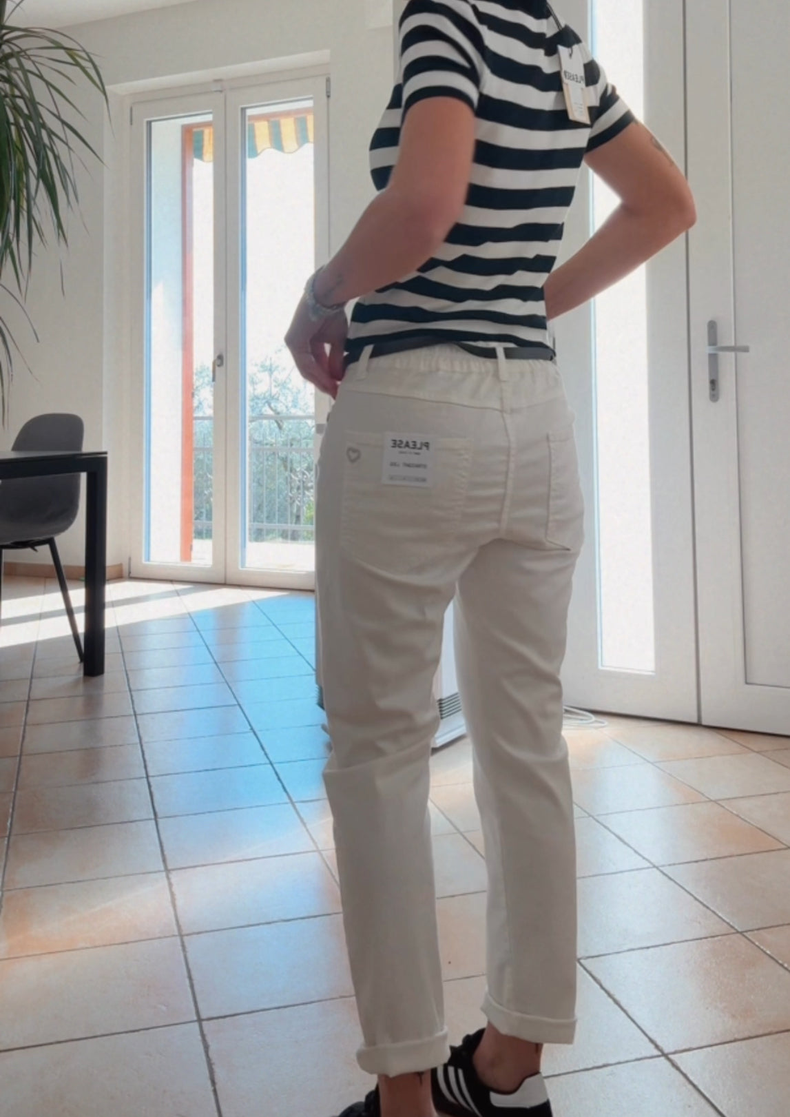 Pantalone bianco cotone