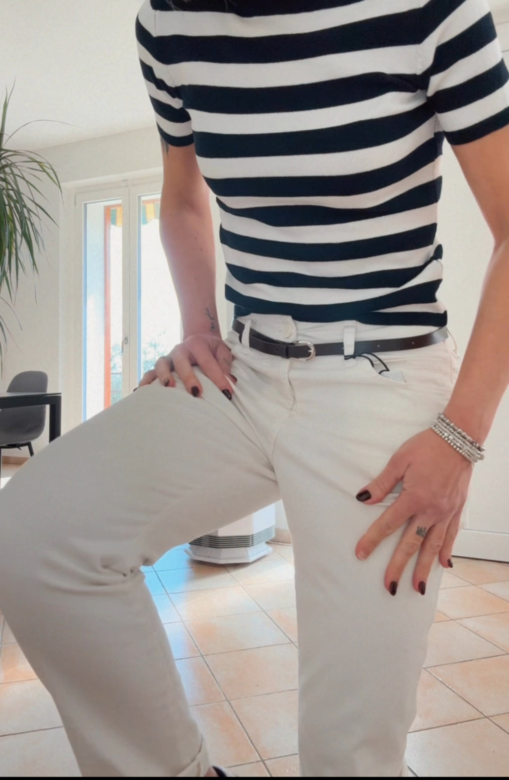Pantalone bianco cotone