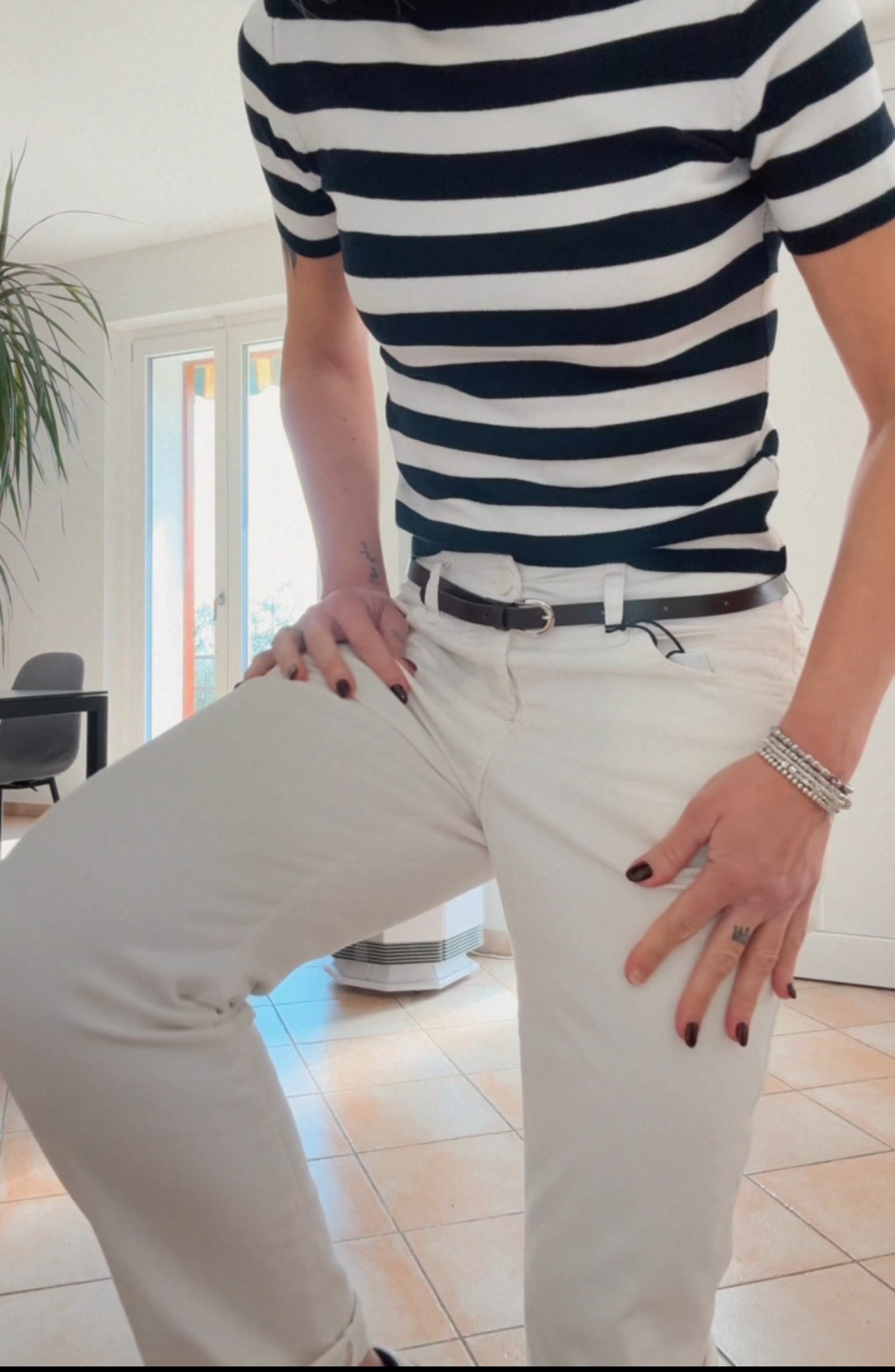 Pantalone bianco cotone
