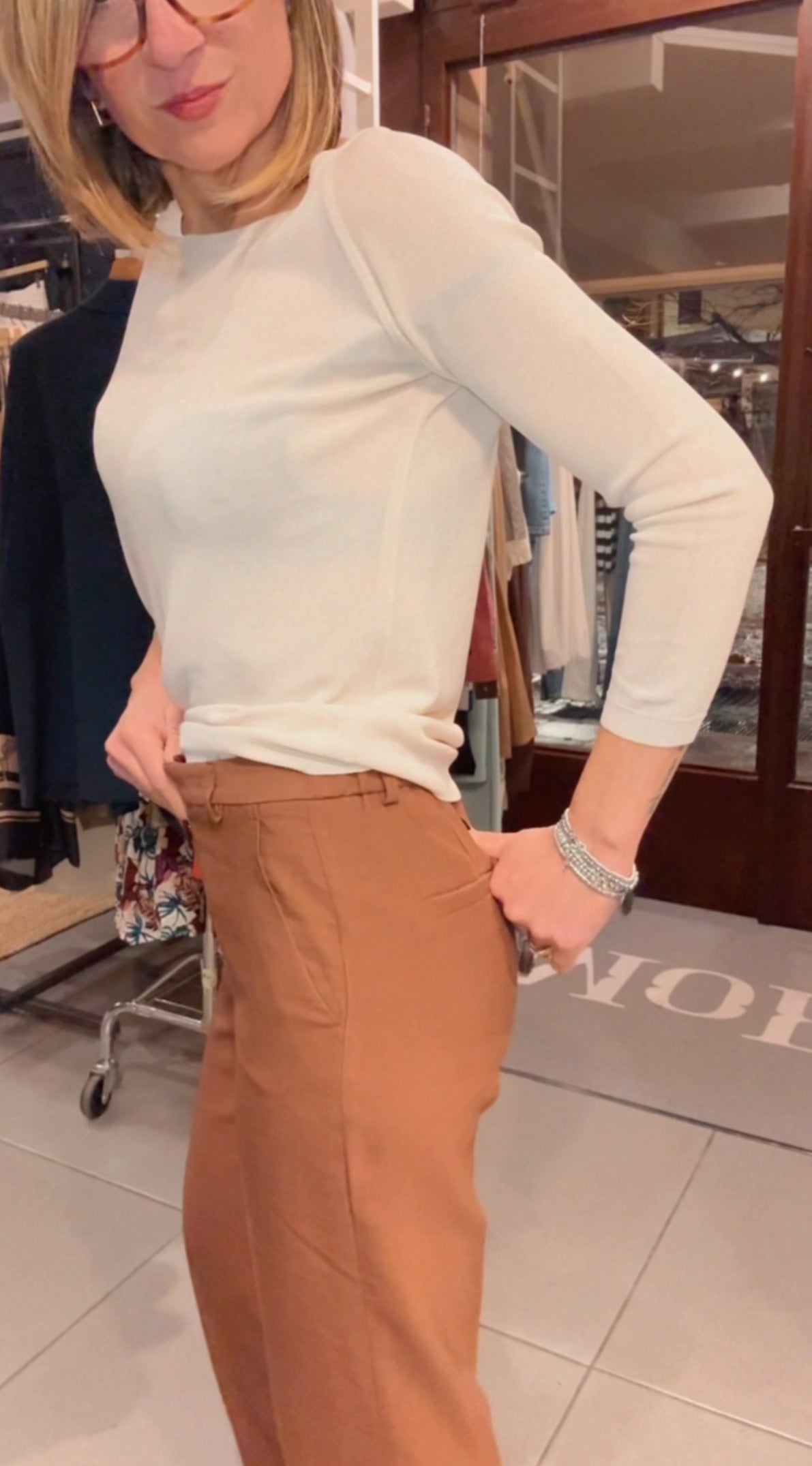 Pantalone shell terracotta